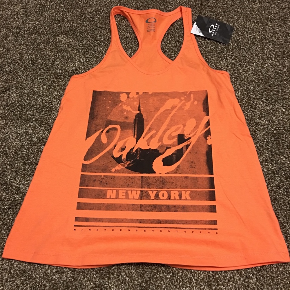 Women’s Oakley orange racerback tank top sz S NWT